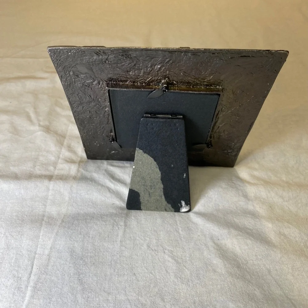 Vintage Pewter Leaf Picture Frame 3x3‎ Rustic Nature Design 5.75